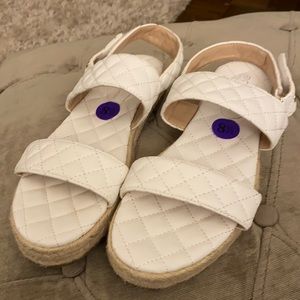 BCBG creme sandals